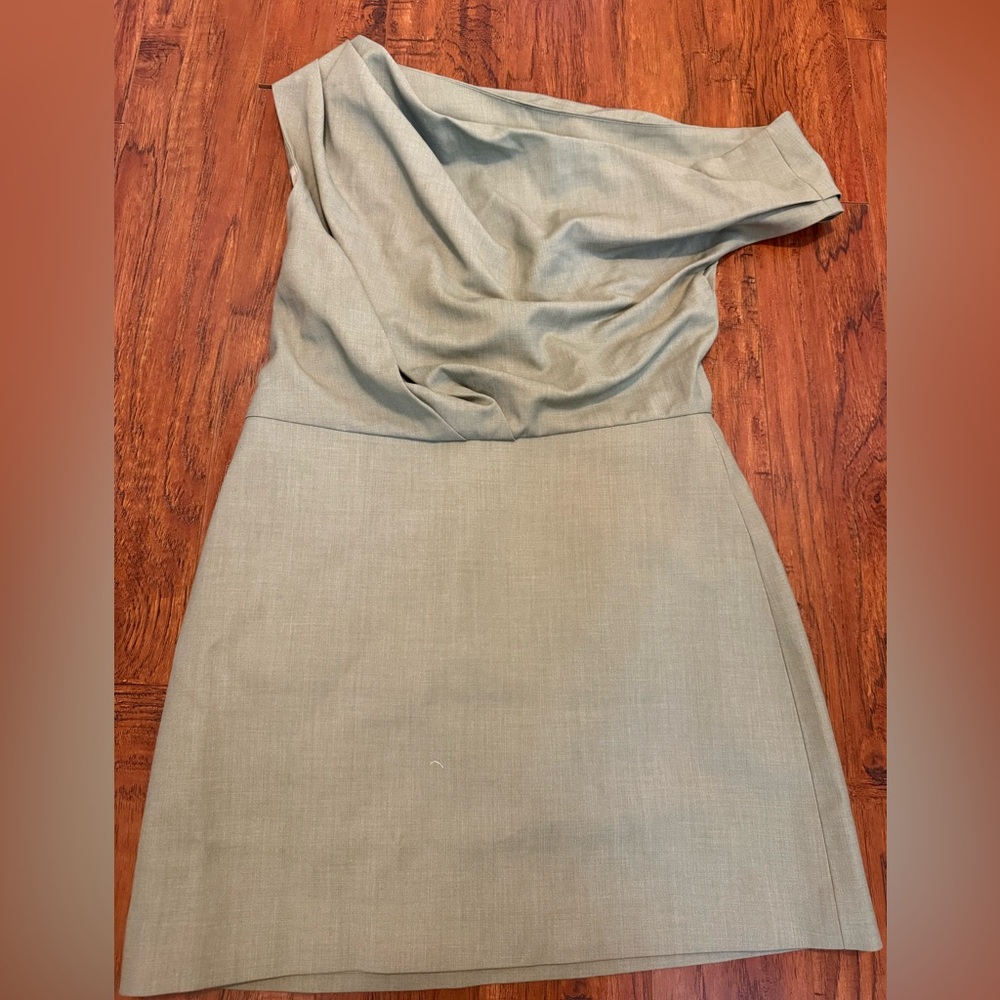 Chic One-Shoulder Tan Dress